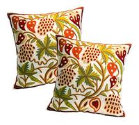ZUODO Colored Pepper Embroidered Cushion Covers 18x18 Inches or 45x45 Cm Pack of 2 Embroidery Bohemian Housewarming Car Home Decoration Cushion Cover Throw Pillow Cover 2pcs/Set Love Pepper