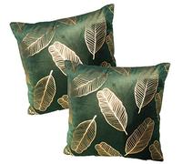 ZUODU 2PC Super Soft Green Velvet Decorative Cushion Cover Gold Stamping Chinese Style Velvet Square Cushion Cover 18 x 18 Inch 45x45cm