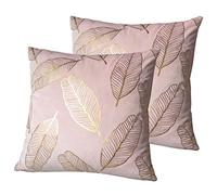 ZUODU 40x40cm Glod Foil Printing Peach Skin-Like Decorative Pink Pillow Cover Cushion Cover 16 x 16 Inches Set of 2 (pink gold)