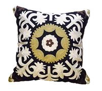 ZUODU 45cmx45cm Embroidered Black Cushion Covers Cotton Decorative Throw Pillow Cover 18 x 18 Inches Cushion Case Pillow Case,Sofa,Chair,Car Use (pattern-black b)