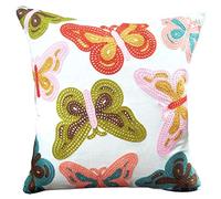 ZUODU 45cmx45cm Embroidered Cotton Decorative Throw Pillow Cover Butterfly Cushion Case Pillow Case,Sofa,Chair,Car Use