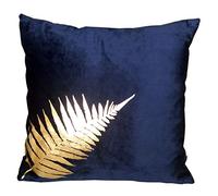 ZUODU 45x45cm Blue Velvet Cushion Cover 45 x 45 Cm Navy Peach Skin-Like Decorative Pillow Cover Cushion Cover 18x18” Free Combination (golden Leave-Navy)
