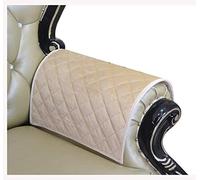 ZUODU Beige Square Check Jacquard Armrest Cover for Chair Couch Sofa Anti-Slip Furniture Protector Anti Slip Furniture Armrest Protector for Couch Set of 2(Check Beige Velvet)