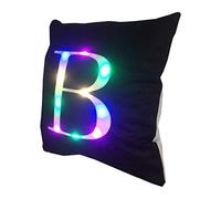 ZUODU Black B Cushion Cover LED Colorful Flashing Velvet Letter Cushion Cover Pillow Cover Bar Party Festival Gift Use 18”x18” or 45cm x 45cm 1pc (B-black)