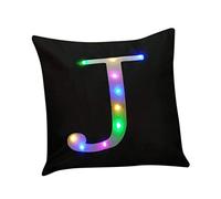 ZUODU Black Cushion Cover Creative LED Colorful Lighting Velvet Letter Cushion Cover Pillow Cover Bar Use Party Use Festival Use Gift Use18”x18” or 45cm x 45cm 1pc (J)