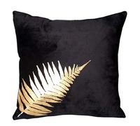 ZUODU Black Velvet Cushion Cover 45x45cm Gold Foil Printing Peach Skin-Like Decorative Pillow Cover Cushion Cover 18x18 Inches Cover 1 Piece (golden Leave-Black)