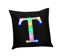 ZUODU Black Velvet Cushion Cover - Creative LED Colorful Flashing Velvet Letter Cushion Cover - Party, Festival, Gift Use - 18”x18” or 45cm x 45cm 1pc (T)