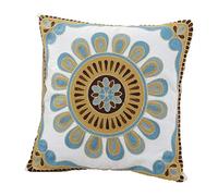 ZUODU Blue Cotton Cushion Cover Hand Made National Embroidery Bohemian Housewarming Car Home Decoration Cushion Cover/Throw Pillow Cover (Pattern-4)