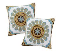 ZUODU Blue Cushion Cover Set of 2 Embroidery Cushion Cover 45 X45cm Case Pillowcases Sofa Cushion Covers Protectors for Home Decorating Bedroom Living Room 18x18 Inches (color：#12)