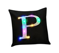 ZUODU Creative LED Colorful Flashing Velvet Letter Cushion Cover Pillow Cover Bar Party Festival Gift Use 18”x18” or 45cm x 45cm 1pc