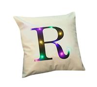 ZUODU Creative LED Colorful Flashing Velvet Letter Cushion Cover Pillow Cover - Bar, Party, Festival, Gift Use - 18”x18” or 45cm x 45cm 1pc (R)