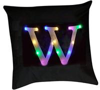 ZUODU Creative LED Colorful Flashing Velvet Letter Cushion Cover Pillow Cover - Bar, Party, Festival, Gift Use - 18”x18” or 45cm x 45cm 1pc (W-black)