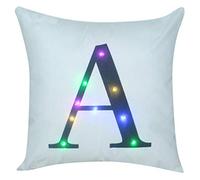 ZUODU Creative LED Colorful Flashing Velvet Letter Cushion Cover Pillow Cover - Bar, Party, Festival, Gift Use - 18”x18” or 45cm x 45cm 1pc (A-white)