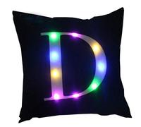 ZUODU Creative LED Colorful Flashing Velvet Letter Cushion Cover Pillow Cover - Bar, Party, Festival, Gift Use - 18'x18' or 45cm x 45cm 1pc (D-black)