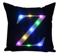 ZUODU Creative LED Colorful Flashing Velvet Letter Cushion Cover Pillow Cover - Bar, Party, Festival, Gift Use - 18”x18” or 45cm x 45cm 1pc (Z-Black)