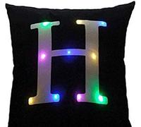 ZUODU Creative LED Colorful Flashing Velvet Letter Cushion Cover Pillow Cover - Bar, Party, Festival, Gift Use - 18”x18” or 45cm x 45cm 1pc (H-Black)