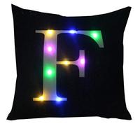 ZUODU Creative LED Colorful Flashing Velvet Letter Cushion Cover Pillow Cover Bar Use Party Use Festival Use Gift Use18”x18” or 45cm x 45cm 1pc (F-black)