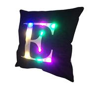 ZUODU Creative LED Colorful Lighting Velvet Letter Cushion Cover Pillow Cover - Bar, Party, Festival, Gift Use - 18 x 18 inches (45cm x 45cm) - 1pc - E Black