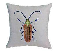 ZUODU Creative Pillow Cover 18 x 18 Inches, Insects Blackbeetle Embroidered Cotton Linen Decorative Throw Pillow Cover Cushion Case Pillow Case 45cmx45cm(blackbeetle-2)