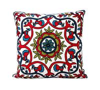 ZUODU Embroidered Bed Cotton Cushion Cover Red Cushion Cover 45 x 45cm Decorative Sofa Pillow Case 18 x 18 Inches