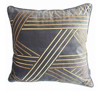 ZUODU Embroidery Gold Line Cushion Cover Sofa Home Decor Grey Velvet Pillow Case Cushion Covers Jacquard Cushion Decorative 45 x 45 CM (A)