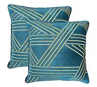 ZUODU European Classic Jacquard Velvet Decorative Pillow Cover Set of 2 Peacock Green Cushion Cover Throw Pillow Case 18 X 18 Inch 45 X45 Cm (Peacock Green)