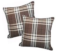 ZUODU European Classic Linen Pillow Cover Check Sofa Cushion Covers Throw Pillow Case 18 X 18 Inch 45 X 45 Cm Pack of 2