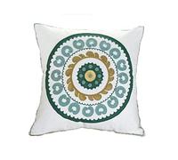 ZUODU Green Cushion Cover Hand Made National Embroidery Bohemian Housewarming Car Home Decoration Cushion Cover/Throw Pillow Cover (Pattern-15)