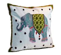 ZUODU Hand Made National Embroidery Bohemian Housewarming Car Home Decoration Cushion Cover/Throw Pillow Cover (Elephant-blue)