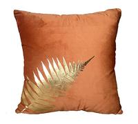ZUODU Hand Made National Orange Velvet Cushion Covers 45 x 45 Cm Golden Leaves Printing Cushion Cover 18 x 18 Inches Car Home Cushion Cover Golden Leave Orange Cushion Case