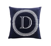 ZUODU Navy Cushion Cover 18 x 18 Inches 45X45CM Alphabet Letter Series 26 Letters Crown Printing Peach Skin-Like Decorative Pillow Cover Cushion Cover 18x18” Free Combination (Letter D)