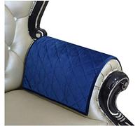 ZUODU Nonslip Navy Velvet Sofa Armrest Covers for Fabric Couch Leather Sofa Quilted Furniture Protector for Dogs Kids Pets Pack of 2(Check Navy Velvet)
