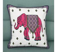 ZUODU Red Elephant Cushion Cover Pillow Sham Exquisite Stereoscopic Embroidered Cotton Throw Pillow Cover Indian Decor Sofa Cushion Cover Case 18"x18" (Colour J)