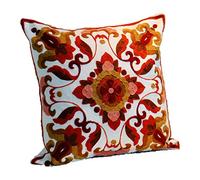 ZUODU Red Embroidery Cushion Covers 45 X 45 Cm Bohemian Housewarming Car Home Decoration Cotton Jacquard Cushion Cover/Throw Pillow Cover Hidden Zipper (Colour 2)