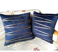 ZUODU Set of 2 Classic Navy Decorative Pillow Covers Cushion Covers Throw Pillow Case 18 X 18 Inch 45 X45 Cm (A Velvet navy)