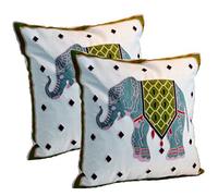 ZUODU Set of 2 Embroidery Couple of Blue Elephants Cushion Cover Christmas Cushion Cover Square Throw Pillowcase Protectors 45 X45 Cm (Color 3#)