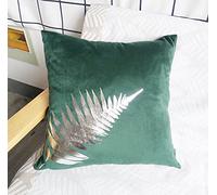 ZUODU Sofa Home Decor Green Pillow Case Silvery Leaf Cushion Covers Velvet Cushion Decorative 45 x 45 CM (T)