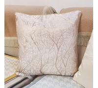 ZUODUTEX 1 Piece Jacquard Gold Tree Cushion Cover 45 x 45 Cm Forest Tree Cushion Protector 18 x 18 Inch Royal Sofa Bush Cushion Cover for Home Cushion Case (Beige, 1)