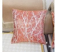 ZUODUTEX Jacquard Woodland Tree Cushion Cover Orange Cushion Protector 45 x 45 Cm Sand Tree Forest Tree 18 x 18 Inch Royal Sofa Cushion Cover for Home Cushion Case Orange1 Piece