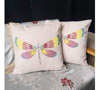 ZUODUTEX Set of 2 Square Throw Pillow Covers 17 by 17 Inch Soft Linen Jacquard Dragonfly Cushion Covers 43 X 43 Embroidery Cushion Case for Sofa Bed