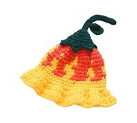 Zuoeay 1. Festive Crochet Pumpkin Cap With Floral Accents Warm Winter Hat For Halloween Parties & Outdoor Gatherings Knitted Pumpkin Cap