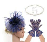 Zuoeay 20s Fascinator Hat Hairband And Necklace Costume Set Hair Accessory For Horse Racing Event Cocktails Party Dressingup Roleplay Headpiece