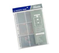 Zuoeay 50pcs Waterproof Card Page with 18 Secure Pocket Per Sheet Clear Storage Binder Sheets for Game Cards Enthusiasts Page Sheet