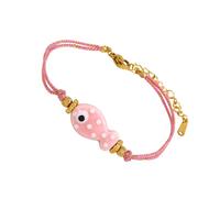 Zuoeay Delicate Fish Pattern Braided Chain Stainless Steel Clasp Portable Adjustable Multiple Color Fish Charm Braided