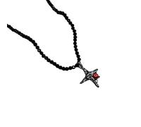Zuoeay Elegant Black Crystal Bead Necklace Stylish Heart And Butterfly Black Crystal Bead Adornment For Festivals Mysterious Charm