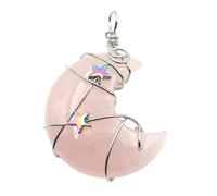 Zuoeay Elegant Crescents Moon And Star Pendant Wrapped Crystal Moon And Star Necklace Natural Stone Jewelry Pendant Jewelry