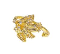 Zuoeay Elegant Wheat Designs Open Rings Jewelry Accessory Decoration For Women Adjustable Sturdy Alloy Gold Plated Wear Men's Fashion Rings