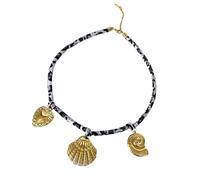 Zuoeay Fashion Marine Series Leopard Print Cord Necklace With Gold Starfishes Pendant Neck Jewelry For Daily Wear Dates Parties Beach Vacation Necklace