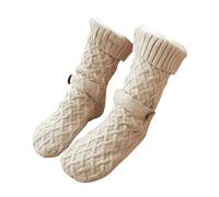 Zuoeay Fleece Lined Christmas Knitted Stockings With Nonslip Bottom For Unisex Winter Thermal Warm Plush Floor Slipper Socks Winter Warmth Socks
