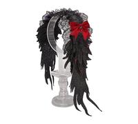 Zuoeay Gothic Punk Wing Hairband With Adjustable Lace Bow For Women Teens Cosplay & Daily Dark Accessories Punk Hair Accessory